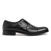 Men's Black Double Monk Strap Shoes Captoe Leather