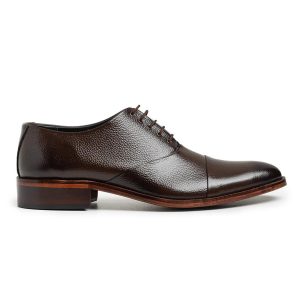 Men's Classic Grained Captoe Oxford Shoes (brown) Bella